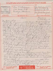 Letter from Clarence Williams to Gretchen Williams, February 19, 1945