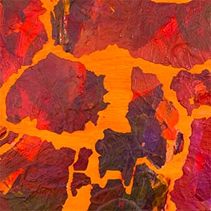 Red and orange acrylic painting by Shiri Phillips