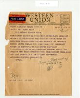 Telegram to Henry Wald, October 17, 1941