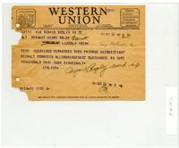 Telegram to Henry Wald, October 27, 1941