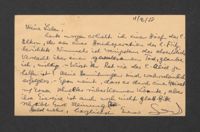 Postcard from Gerd Eckmann to Alfred and Käte Speier, November 16, 1938