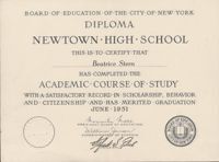Bea Karp's High School Diploma