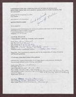 Questionnaire from Commission for the compensation of victims filled out by Beatrice Karp
