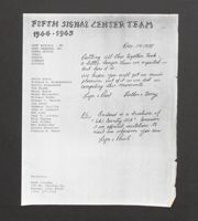 Itinerary of the 5th Signal Center Team, U.S. Army Signal Corps