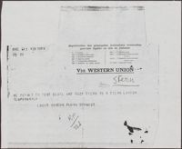 Telegram from Louise Gordon and Flora Schmidt Regarding Beate and Susie Stern's Travels