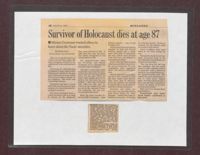 Survivor of Holocaust dies at age 87, August 24, 2003