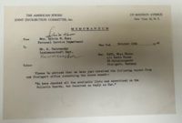 Henia Katz (Helen Fishel) Memorandum, October 14, 1946