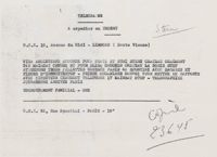 Telegram from OSE Paris to OSE Limoges, June 23, 1945
