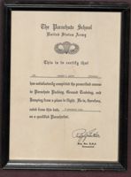 Norm Smith's Parachute School Certificate
