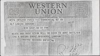 Telegram Regarding Beate and Susie Stern's Travels, May 29, 1945