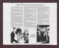 Survivors should tell their story: Miriam Grossman, April 6, 1990